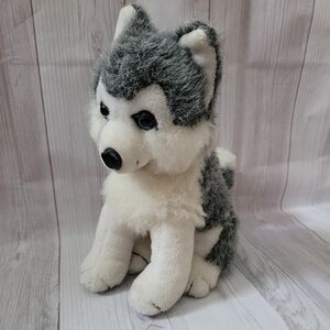 Goffa International Grey White Husky Wolf Puppy Dog Stuffed Plush